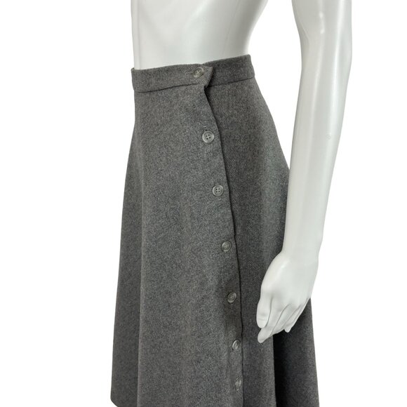 Vintage 70s Gray Skirt Women's XXS Button Up Sides High Waisted Wool Blend - Picture 5 of 9